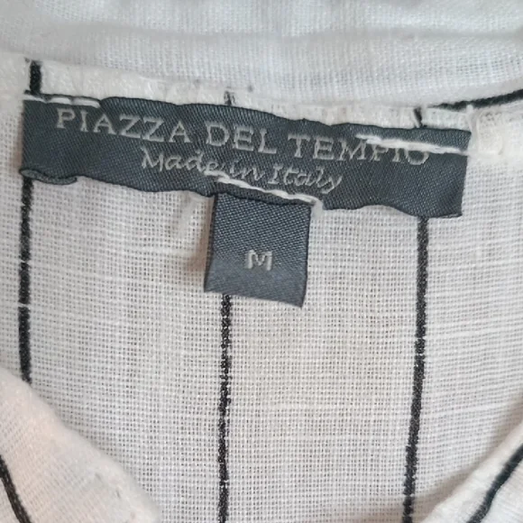 Italian Linen Asymmetric Striped White Sleeveless Maxi Shirt Dress Size S-M - Picture 4 of 16